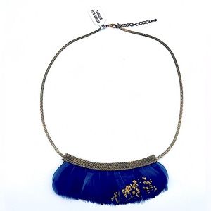 NWT Anthropologie Blue Feather Necklace